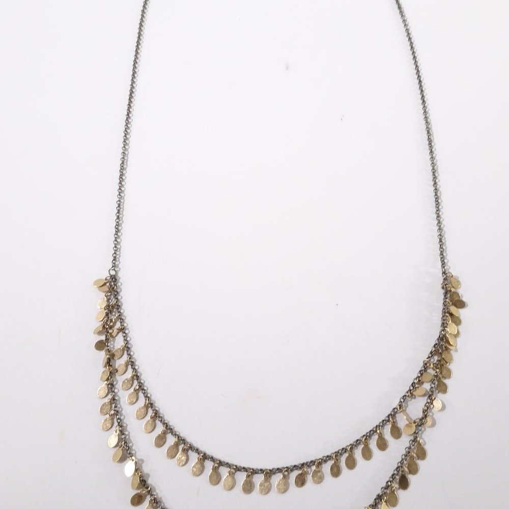 Lee Angel Antique Brass Two Layer TearDrop Necklace NWT 98